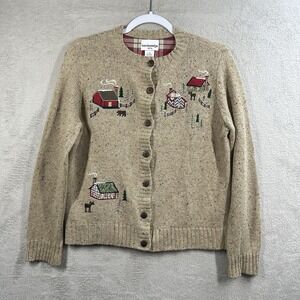 Breckinridge Cardigan Sweater Women's SP Beige Cozy Cabincore Nature Embroidery
